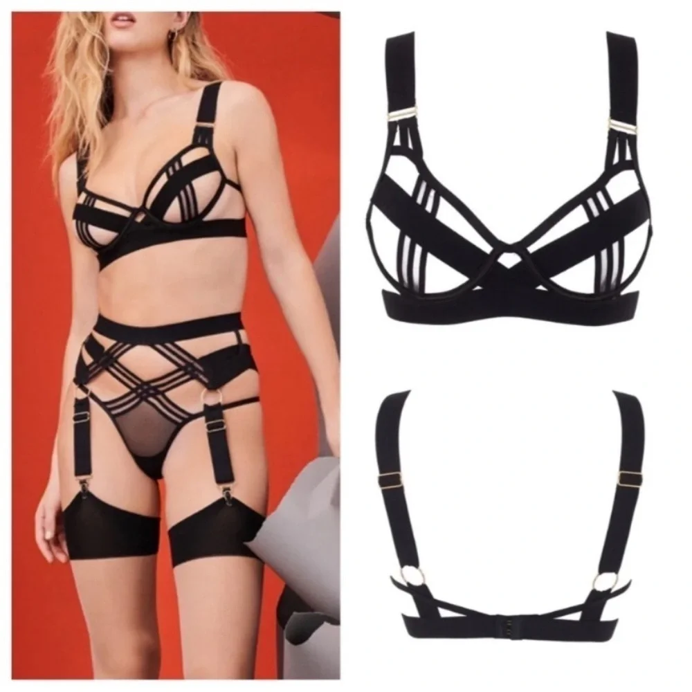 New! Bluebella Sutton strappy cage bra black banded 10491